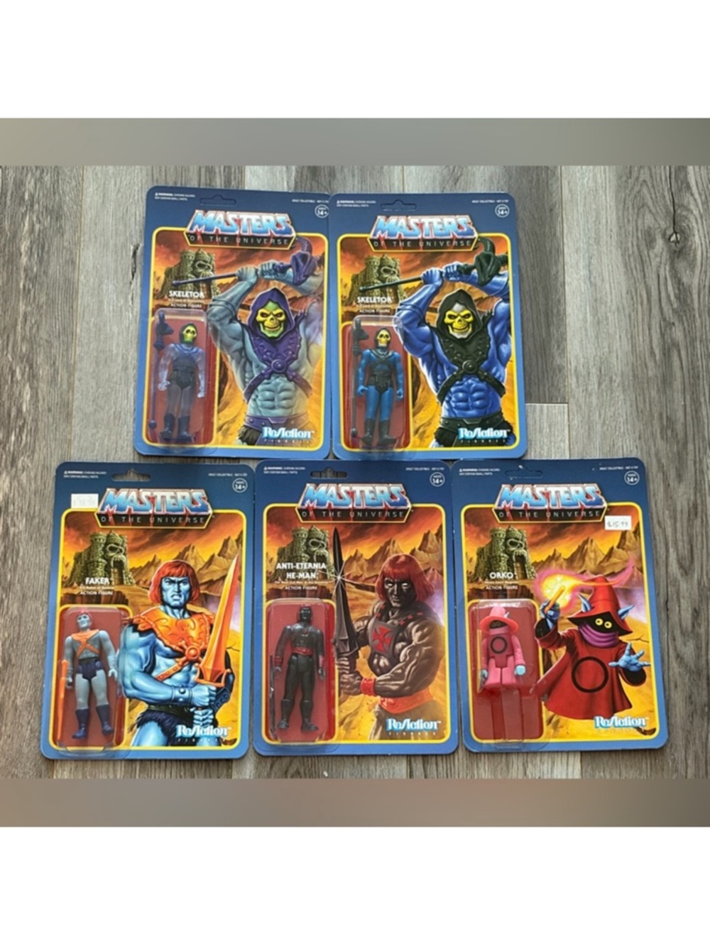 All 5 He-Man Masters Of The Universe MOTU Funko Reaction Super 7 Toy Figures